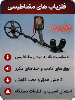 تاثیر دکل فشار قوی روی فلزیاب مغناطیسی